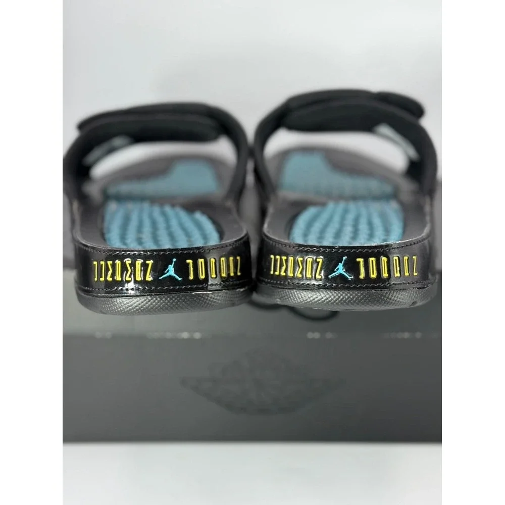 Jordan Hydro 11 Retro Gamma Blue Black Gold Slides FN2452-047 Mens Size 12